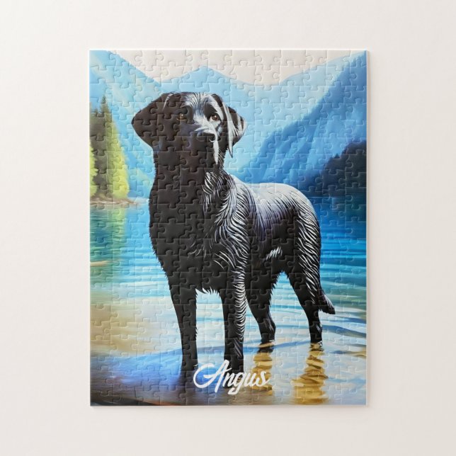 Puzzle Black Labrador et Lake (Vertical)