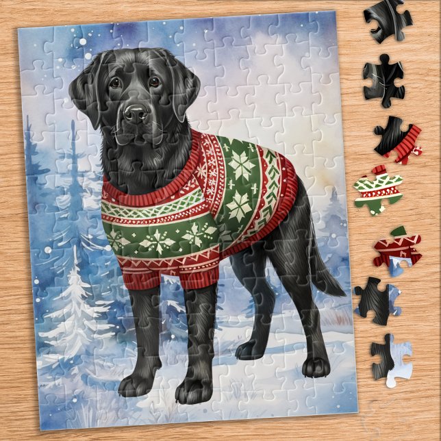 Puzzle Black Labrador Retriever mignon chien de Noël (Créateur téléchargé)