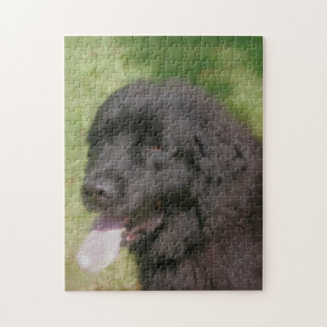 Puzzle Black Newfoundland Dog Art (Vertical)