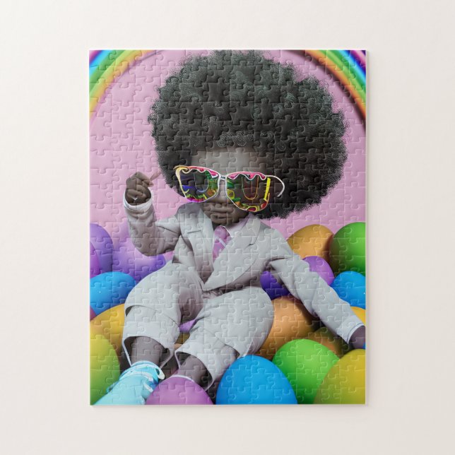Puzzle Black Prince Melanin Boys Easter Egg Hunt Rainbow (Vertical)