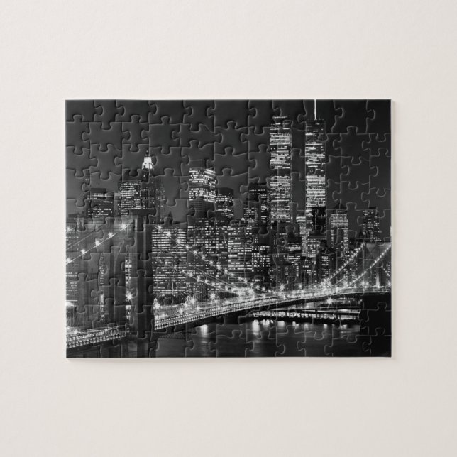 Puzzle Black White Brooklyn Bridge Nuit de New York (Horizontal)