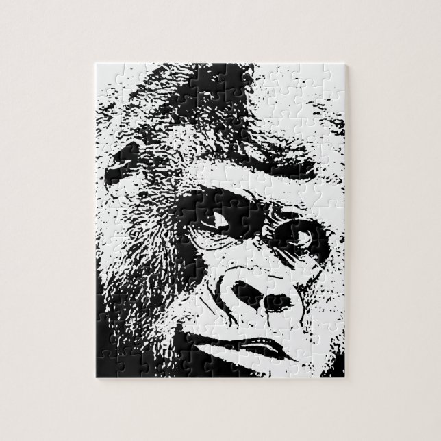 Puzzle Black White Pop Art Gorilla (Vertical)