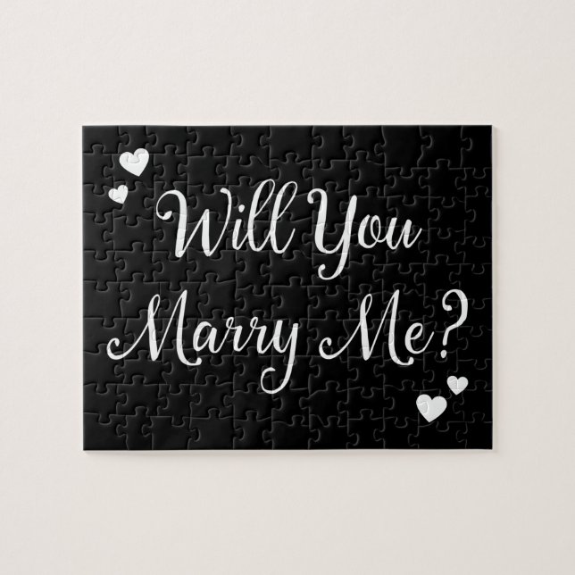Puzzle Black Will You Marry Me Gothic Mariage Proposition (Horizontal)