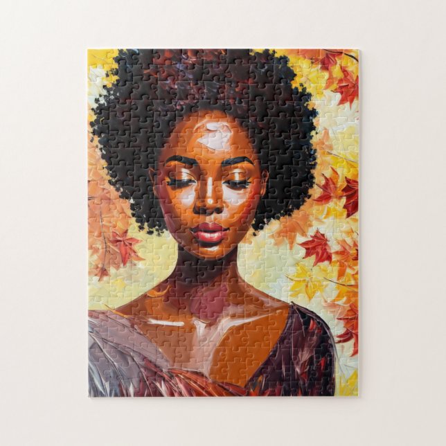 Puzzle Black Woman Automne Afro Art (Vertical)