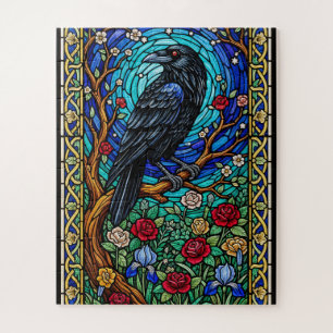 Puzzle Blackbird Garden Vitrail Corvid Corvid Raven