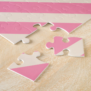 Puzzle Blanc Antique et Rayures Diagonales Rose Fougueux