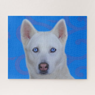 Puzzle blanc de Husky Sibérie (Bleu BG)