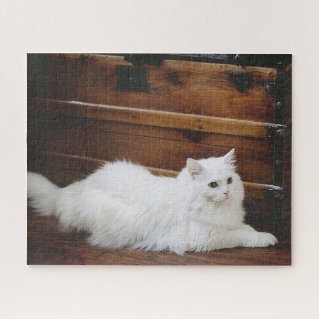 Puzzle blanc Longhair Cat (Horizontal)