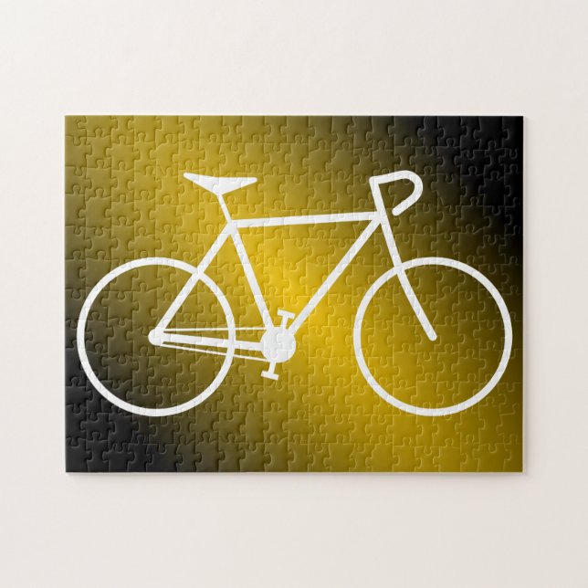 Puzzle blanc simple de silhouette de bicyclette (Horizontal)