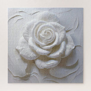 Puzzle Blanc sur blanc - Rose sculpté