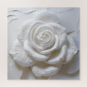 Puzzle Blanc sur blanc - Rose sculpté