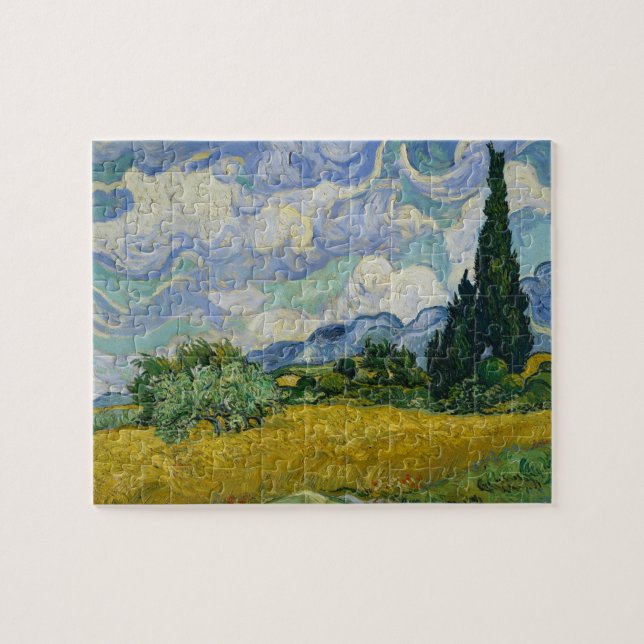Puzzle Blé Field avec Cyprès par Vincent van Gogh (Horizontal)