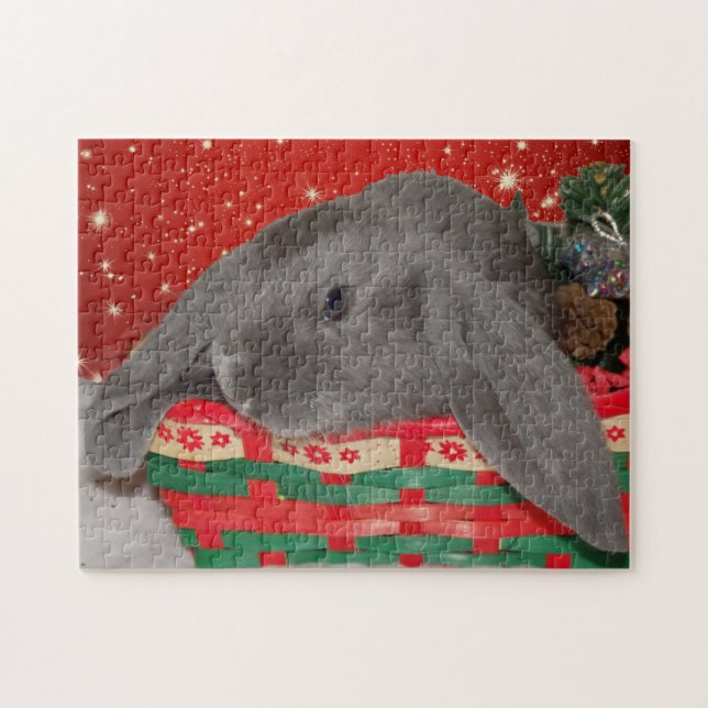Puzzle Bleu Anglais Lop Lapin Lapin Lapin Noël (Horizontal)