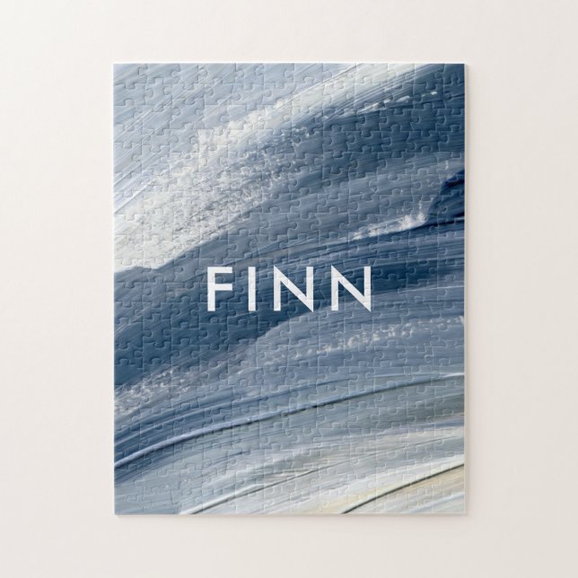 Puzzle Bleu blanc abstrait texturé main moderne peint p (Vertical)