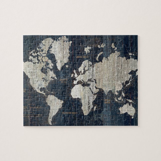 Puzzle Bleu de carte de Vieux Monde (Horizontal)