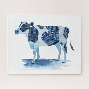 Puzzle Bleu de cobalt Animaux de ferme - Vache