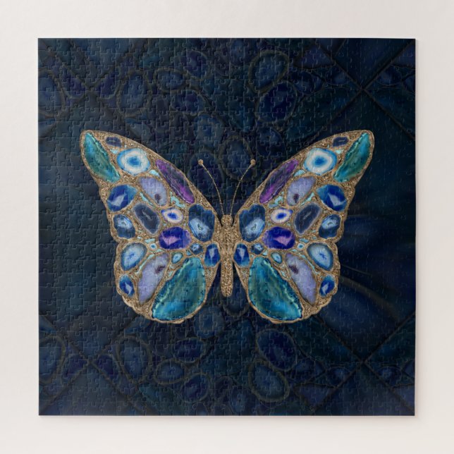 Puzzle Bleu et mauve Geodes Papillon (Vertical)