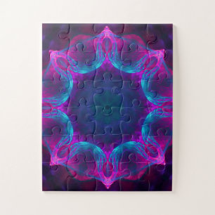 Puzzle Bleu et rose néon foncé Kaleidoscope dégradé