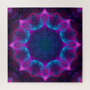Puzzle Bleu et rose néon foncé Kaleidoscope dégradé