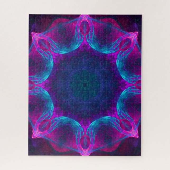 Puzzle Bleu et rose néon foncé Kaleidoscope dégradé (Vertical)