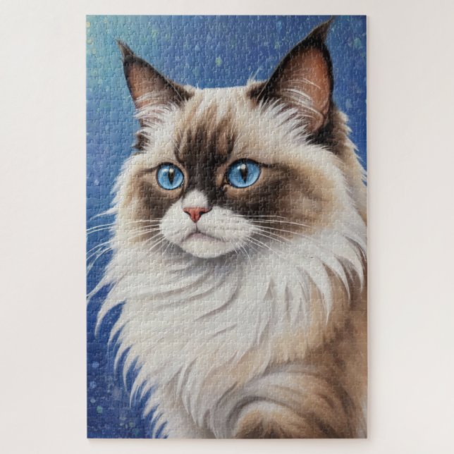 Puzzle Bleu Eyed Ragdoll Peinture de chat élégant (Vertical)