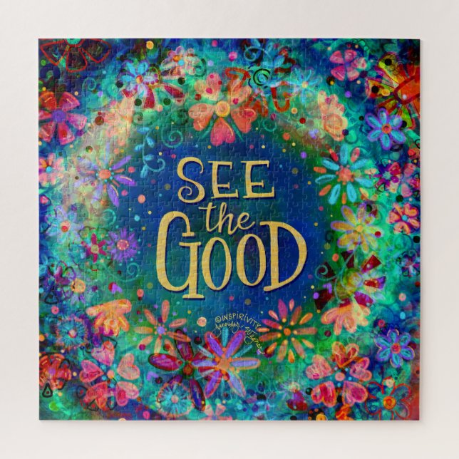 Puzzle Bleu Floral Joli Voir la bonne Inspirivity Fun (Vertical)