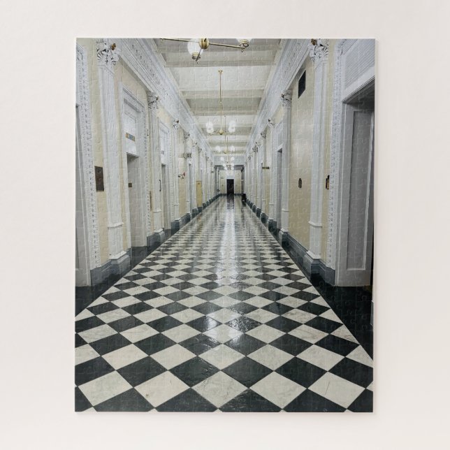 Puzzle Bleu noir blanc Hallway West Wing (Vertical)