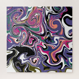 Puzzle Bleu, Noir, Corail, Balançoires Blanches Marbre Co