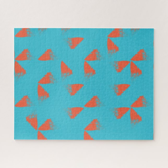 Puzzle Bleu, orange, dynamique, motif géométrique tendanc (Horizontal)
