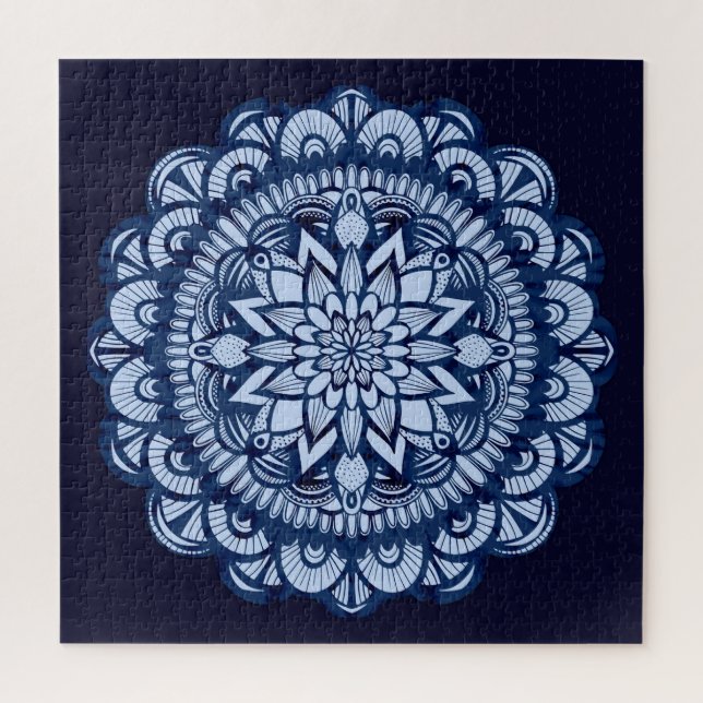 Puzzle Bleu Tie Dye Mandala (Vertical)