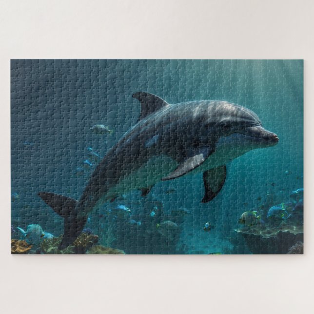 Puzzle Bleu turquoise Dauphin sous-marin Scène I (Horizontal)