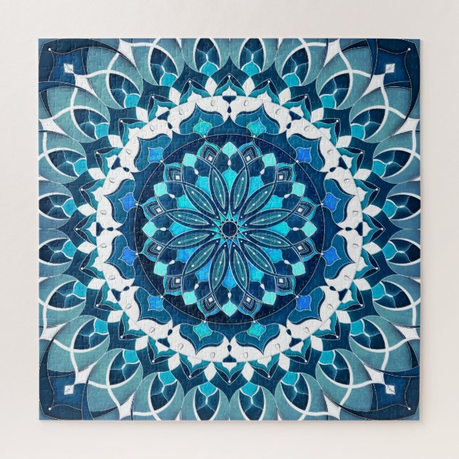 Puzzle bleu turquoise Mandala (Vertical)