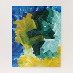 Puzzle Bleu, vert et jaune Abstrait