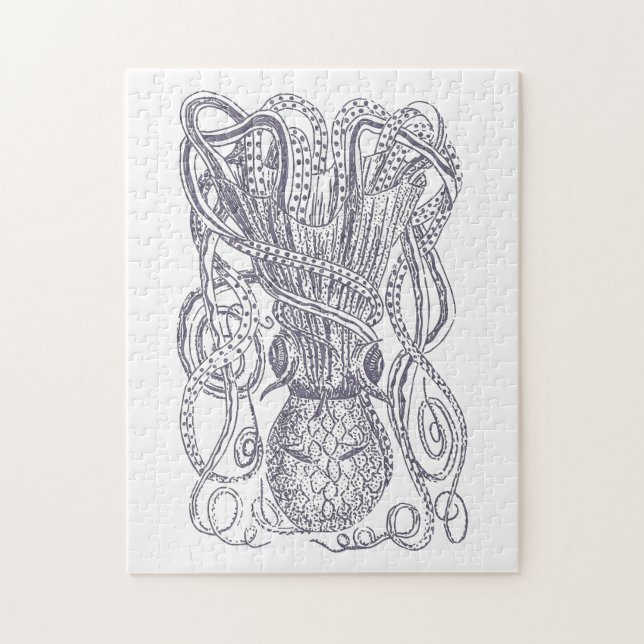 Puzzle Blocage de dessin de ligne d'octopus imprimé en vi (Vertical)