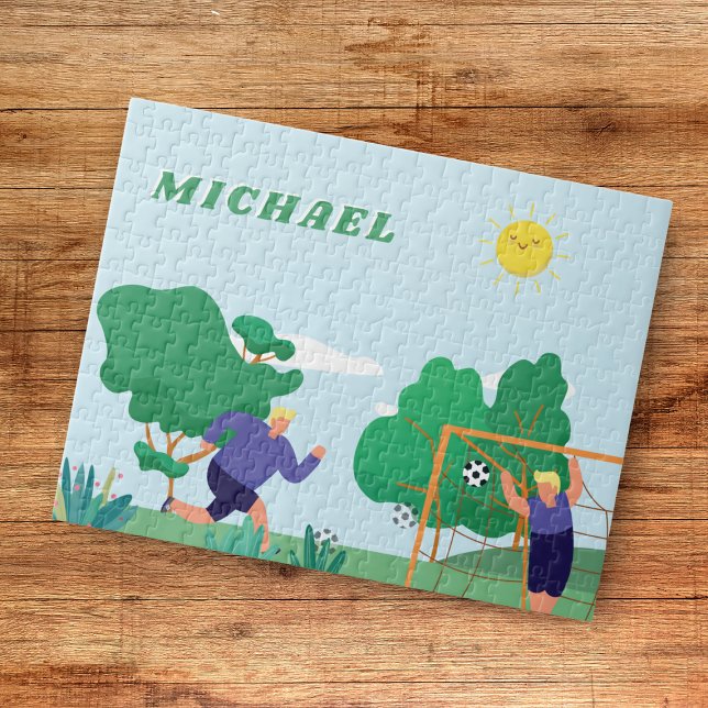 Puzzle Blond Boys Soccer Players Illustration Nom des enf (Créateur téléchargé)