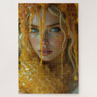 Puzzle Blonde Belle déesse dans un rayon de miel