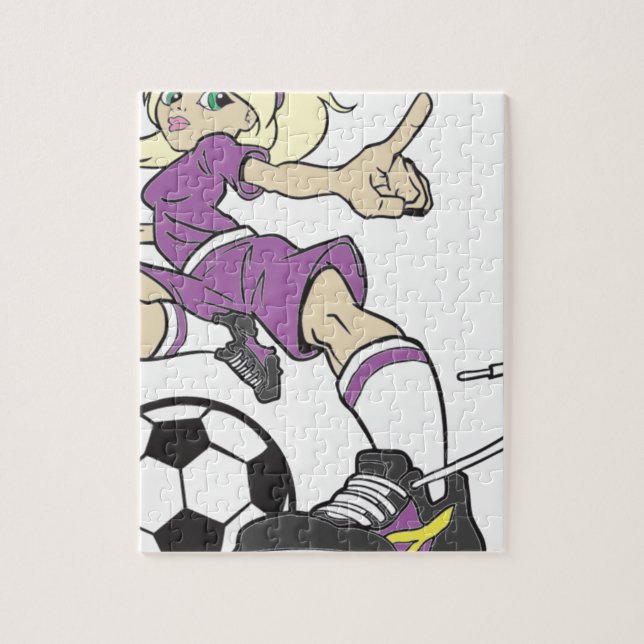 PUZZLE BLONDE DE FILLE DU FOOTBALL (Vertical)