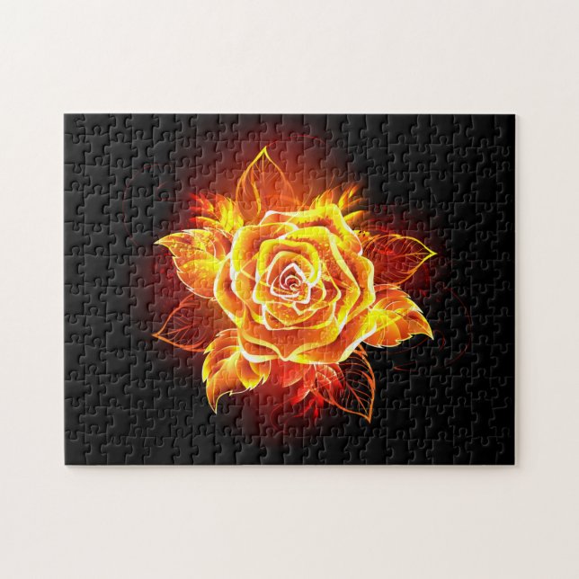 Puzzle Blooming Fire Rose (Horizontal)