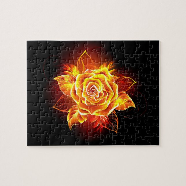 Puzzle Blooming Fire Rose (Horizontal)