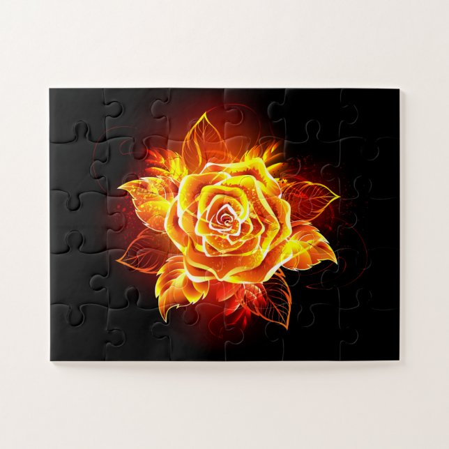 Puzzle Blooming Fire Rose (Horizontal)