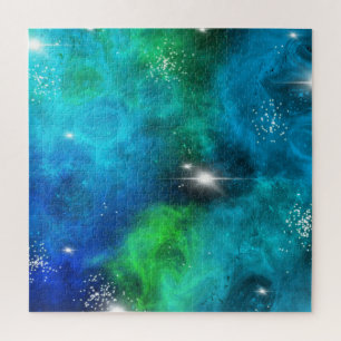 Puzzle Blue Green Star Nebula Space Galaxy Universe