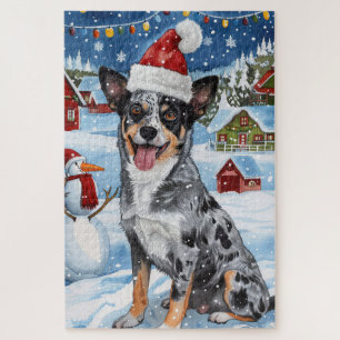 Puzzle Blue Heeler Chien Winter Wonderland Noël Joie