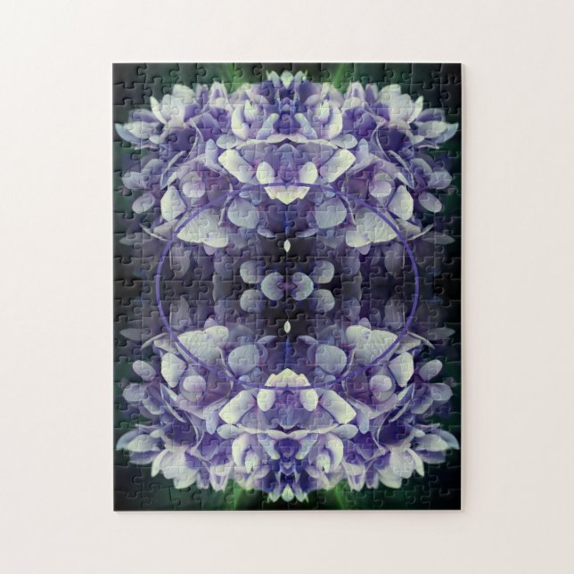Puzzle Blue Hydrangea Petals Frame Ajouter Votre Photo (Vertical)