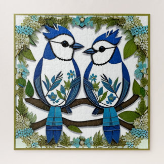 Puzzle Blue Jay Birds Papier Art