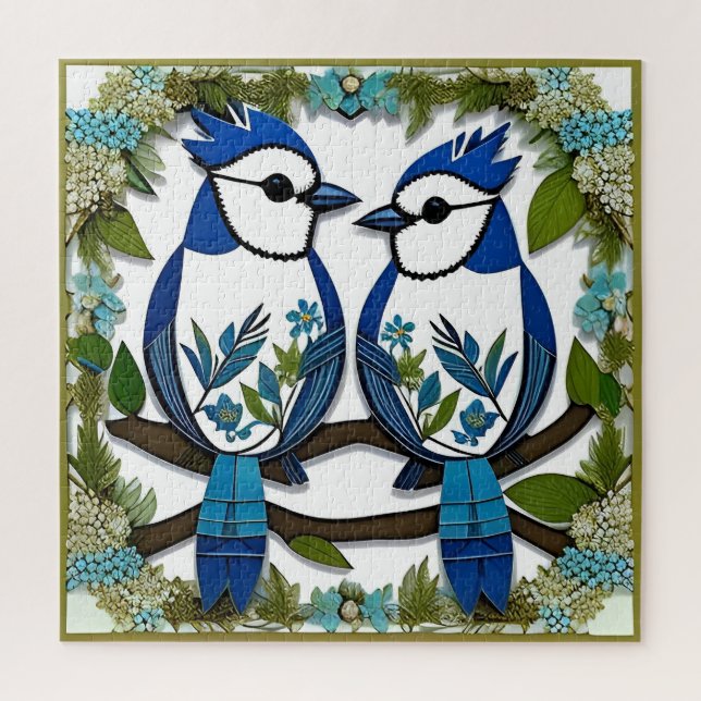 Puzzle Blue Jay Birds Papier Art (Vertical)