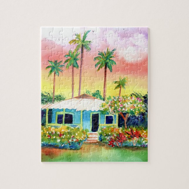 Puzzle Blue Kauai Plantation Cottage (Vertical)