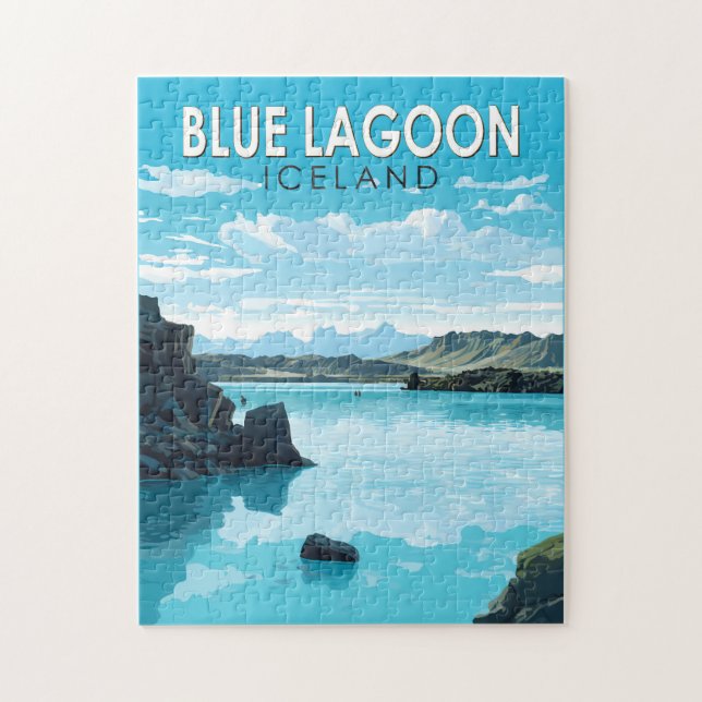 Puzzle Blue Lagoon Islande Travel Art Vintage (Vertical)