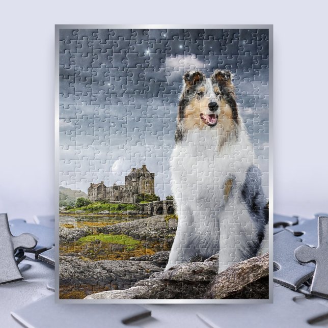 Puzzle Blue Merle Rough Collie à Eilean Donan Castle - (Créateur téléchargé)