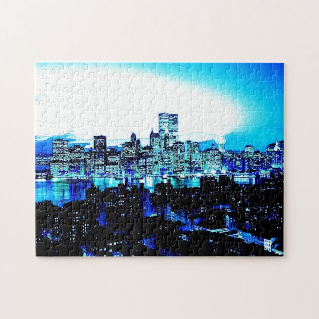 Puzzle Blue New York Art (Horizontal)