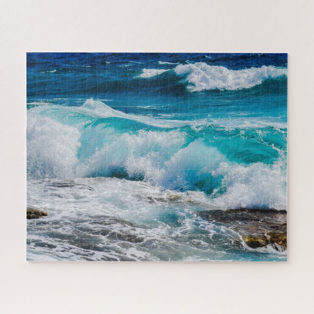 Puzzle Blue Ocean Waves & Rocks, Famille (Horizontal)